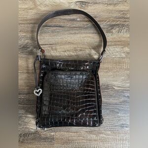 Brighton Faux Elegant Brown Crocodile-Embossed Shoulder Bag
